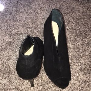 Open toed black heels